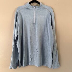 TASC‎ LONG SLEEVE 1/4 ZIP HEATHER BLUE PERFORMANCE SHIRT LARGE